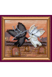 Bead Embroidery Magnet Kit "Fly with cats"
