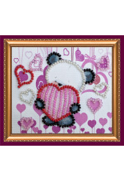 Bead Embroidery Magnet Kit "Bear and hearts"