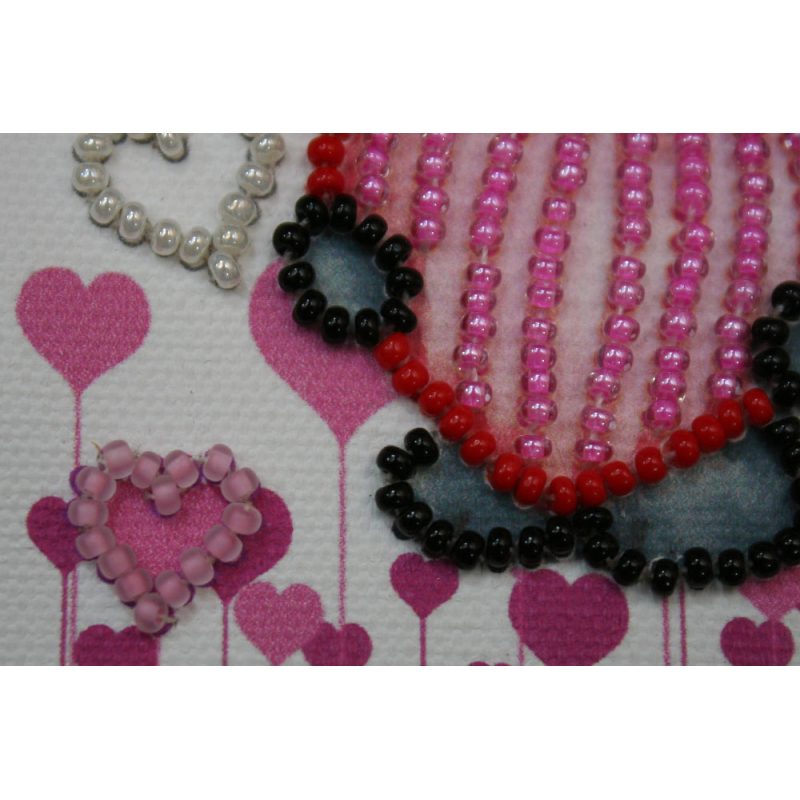 Bead Embroidery Magnet Kit "Bear and hearts"
