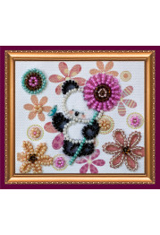 Bead Embroidery Magnet Kit "Bear and flowers"