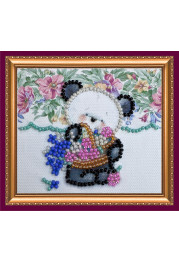 Bead Embroidery Magnet Kit "Bear and Forget-me-not"