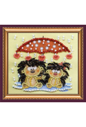Bead Embroidery Magnet Kit "Hedgehogs under an umbrella"