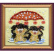Bead Embroidery Magnet Kit "Hedgehogs under an umbrella"