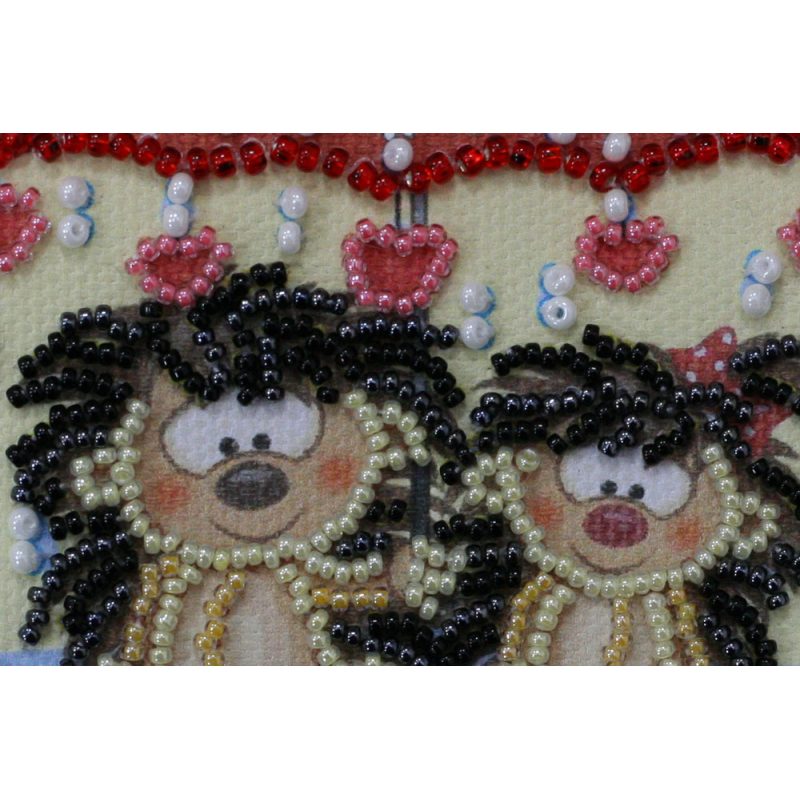 Bead Embroidery Magnet Kit "Hedgehogs under an umbrella"