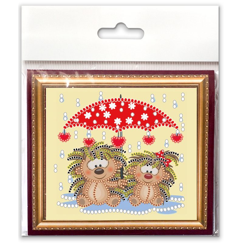 Bead Embroidery Magnet Kit "Hedgehogs under an umbrella"