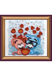 Bead Embroidery Magnet Kit "Hearts (teddy bears)"