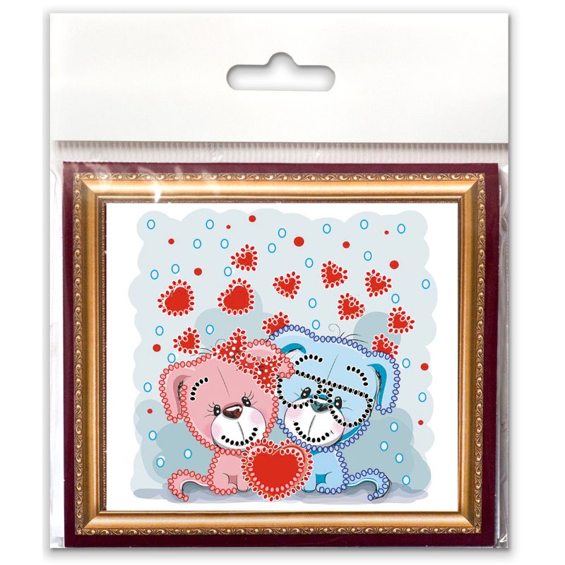 Bead Embroidery Magnet Kit "Hearts (teddy bears)"