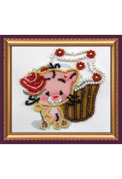 Bead Embroidery Magnet Kit "Cupcake and a rose"