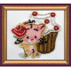Bead Embroidery Magnet Kit "Cupcake and a rose"