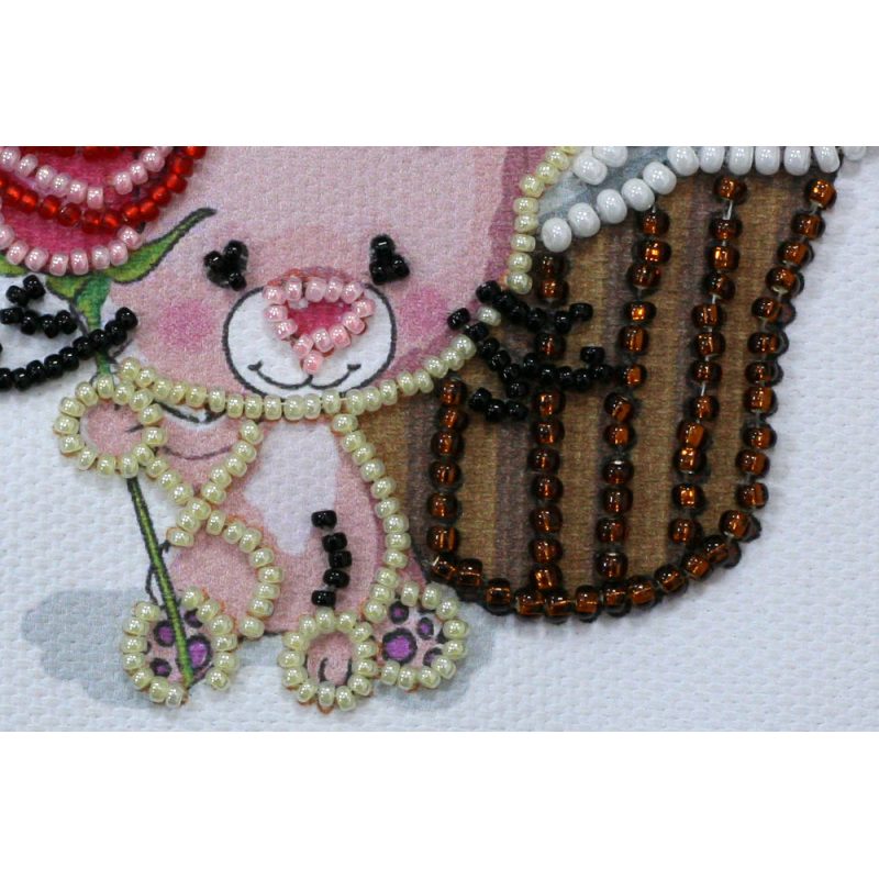 Bead Embroidery Magnet Kit "Cupcake and a rose"