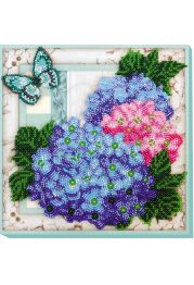 Midi Bead Embroidery Kit on Art Canvas "Gentle hydrangeas"