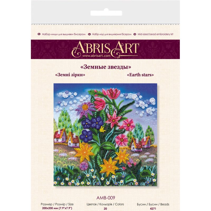 Midi Bead Embroidery Kit on Art Canvas "Earth stars"