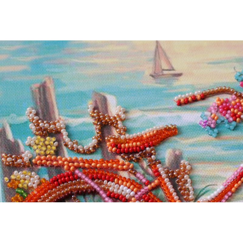 Midi Bead Embroidery Kit on Art Canvas "At the age of the azure"