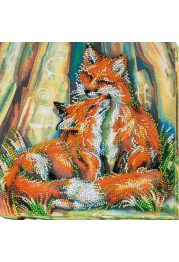 Midi Bead Embroidery Kit on Art Canvas "Small foxes"