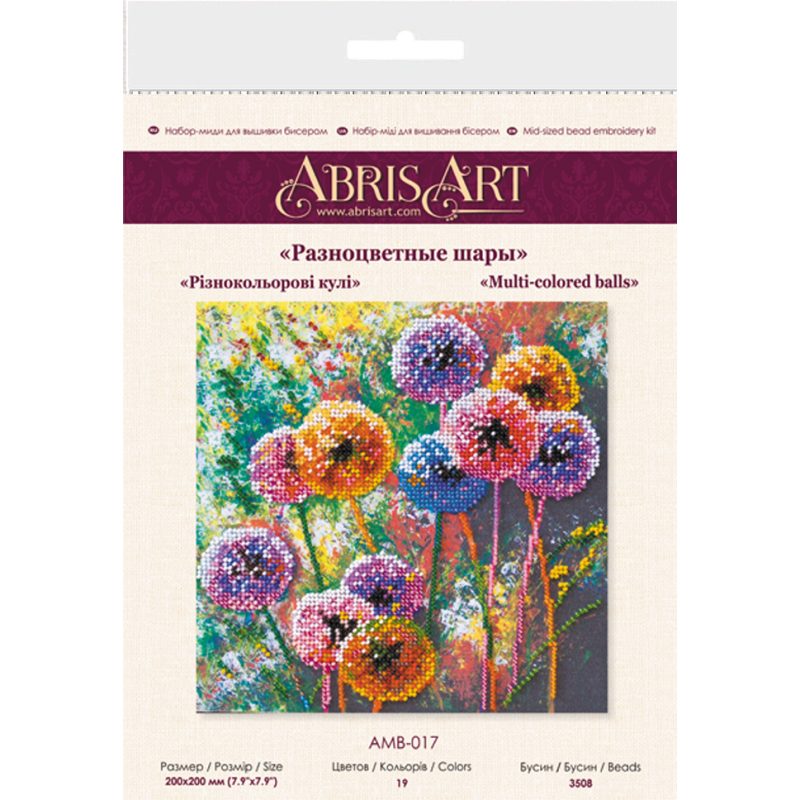 Midi Bead Embroidery Kit on Art Canvas "Multi-colored balls"