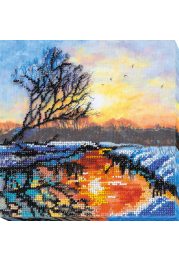 Midi Bead Embroidery Kit on Art Canvas "Dawn of the evening"