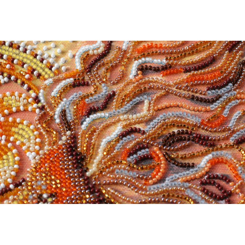 Midi Bead Embroidery Kit on Art Canvas "Sunny lion"