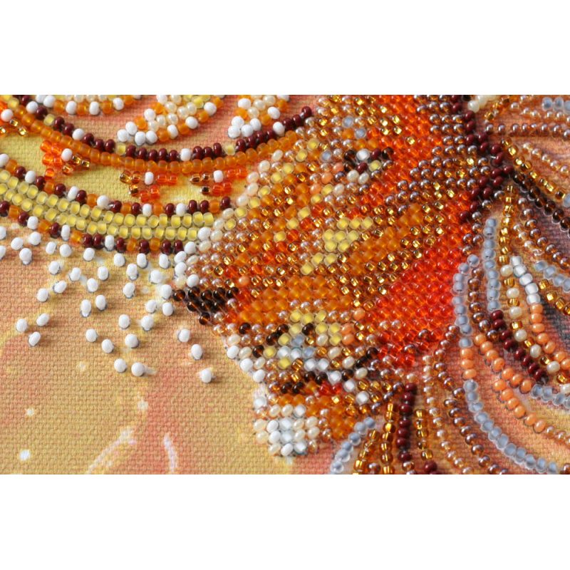 Midi Bead Embroidery Kit on Art Canvas "Sunny lion"