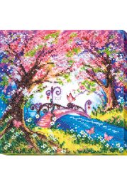 Midi Bead Embroidery Kit on Art Canvas "Bridge into the spring"