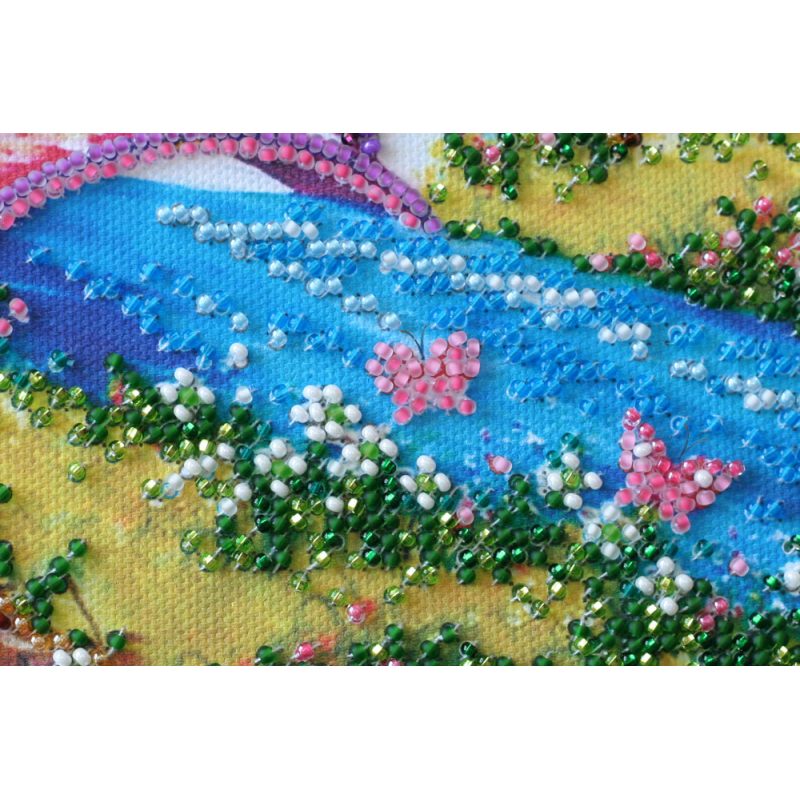 Midi Bead Embroidery Kit on Art Canvas "Bridge into the spring"