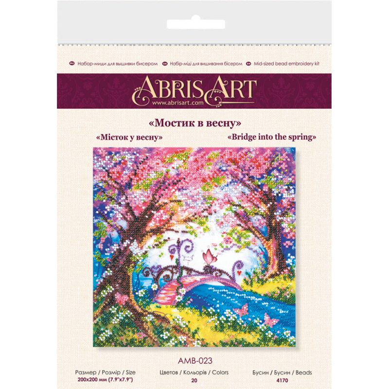 Midi Bead Embroidery Kit on Art Canvas "Bridge into the spring"
