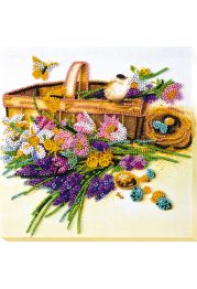 Midi Bead Embroidery Kit on Art Canvas "First flowers"