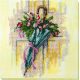 Midi Bead Embroidery Kit on Art Canvas "Umbrella and tulips"