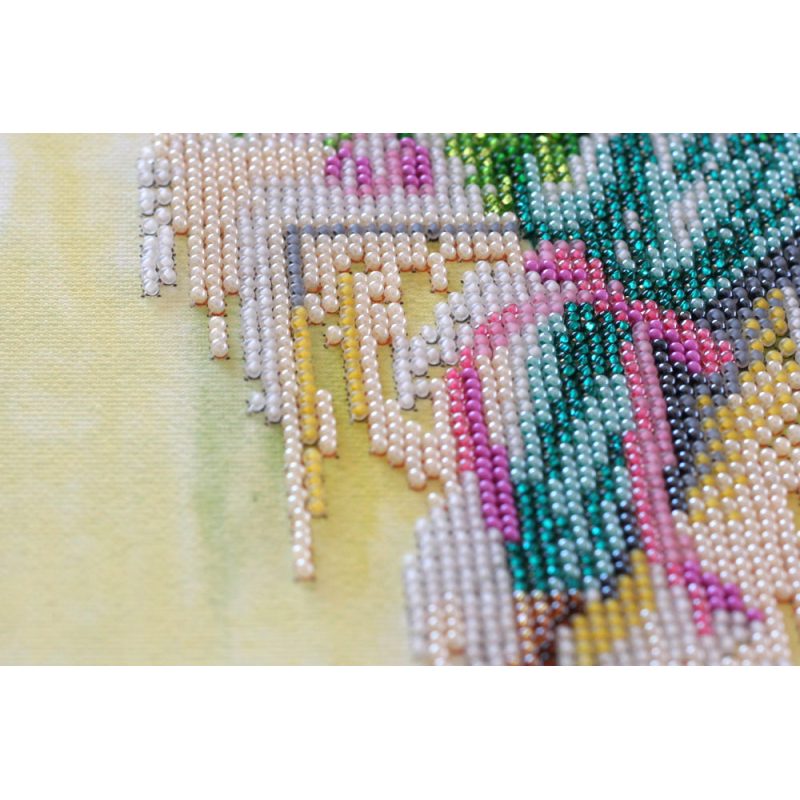 Midi Bead Embroidery Kit on Art Canvas "Umbrella and tulips"