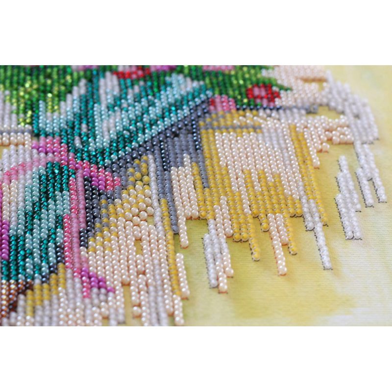 Midi Bead Embroidery Kit on Art Canvas "Umbrella and tulips"