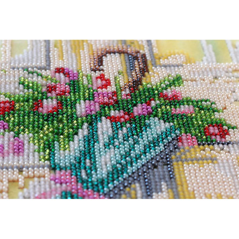 Midi Bead Embroidery Kit on Art Canvas "Umbrella and tulips"