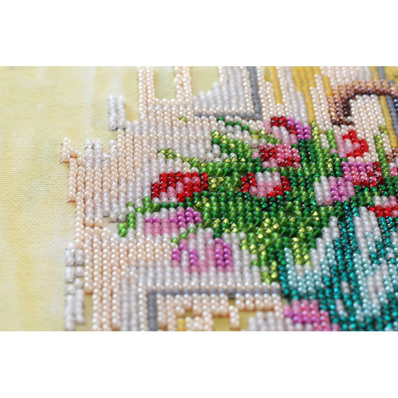 Midi Bead Embroidery Kit on Art Canvas "Umbrella and tulips"