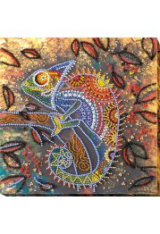 Midi Bead Embroidery Kit on Art Canvas "Chameleon"