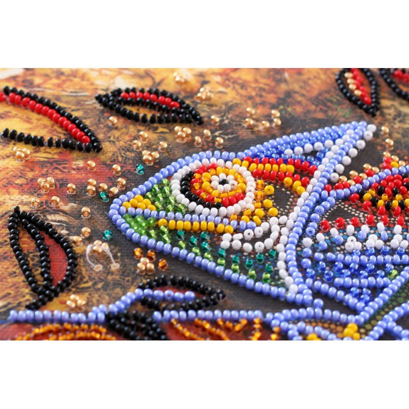 Midi Bead Embroidery Kit on Art Canvas "Chameleon"