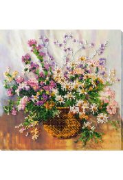 Midi Bead Embroidery Kit on Art Canvas "Tender bouquet"