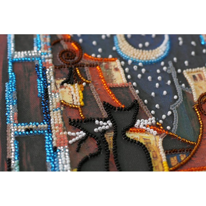 Midi Bead Embroidery Kit on Art Canvas "Cats at window"