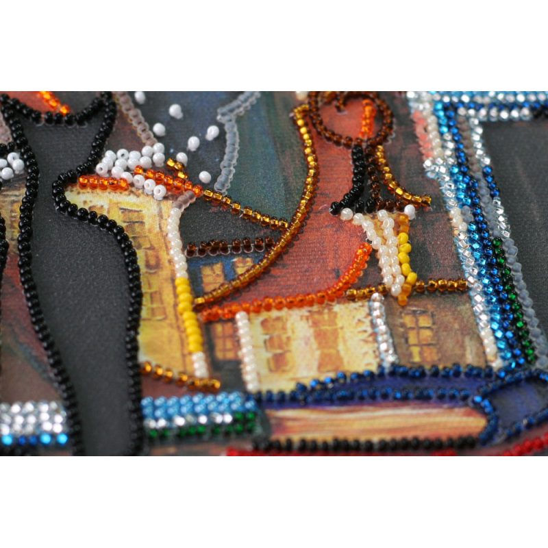 Midi Bead Embroidery Kit on Art Canvas "Cats at window"