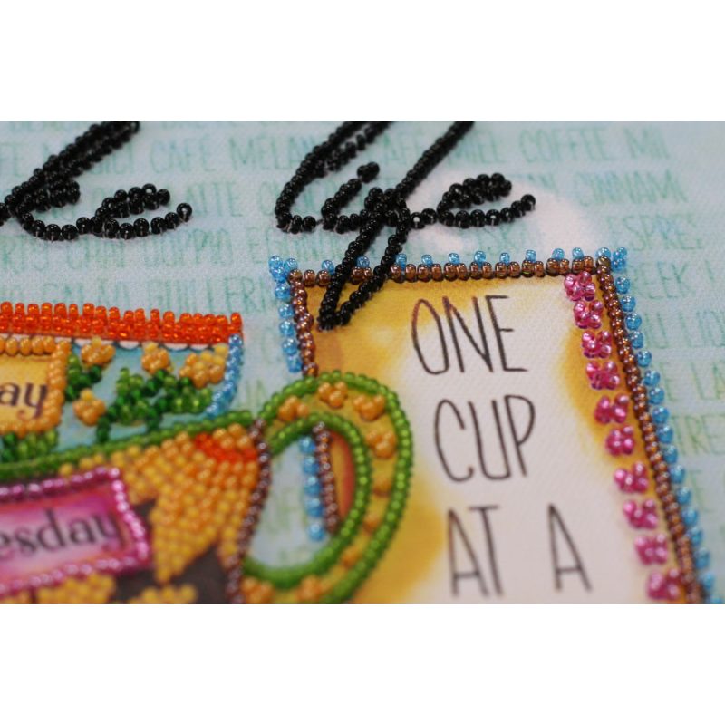 Midi Bead Embroidery Kit on Art Canvas "Coffee break"