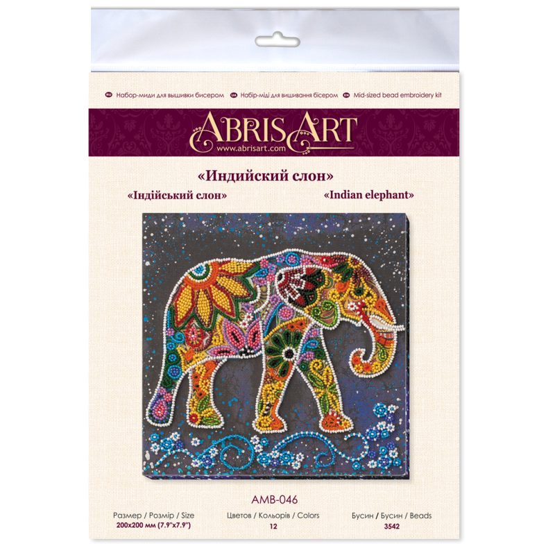 Midi Bead Embroidery Kit on Art Canvas "Indian elephant"