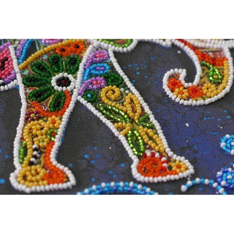 Midi Bead Embroidery Kit on Art Canvas "Indian elephant"