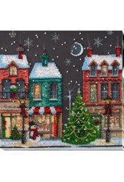Midi Bead Embroidery Kit on Art Canvas "Holiday town"