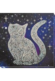 Midi Bead Embroidery Kit on Art Canvas "Star cat"