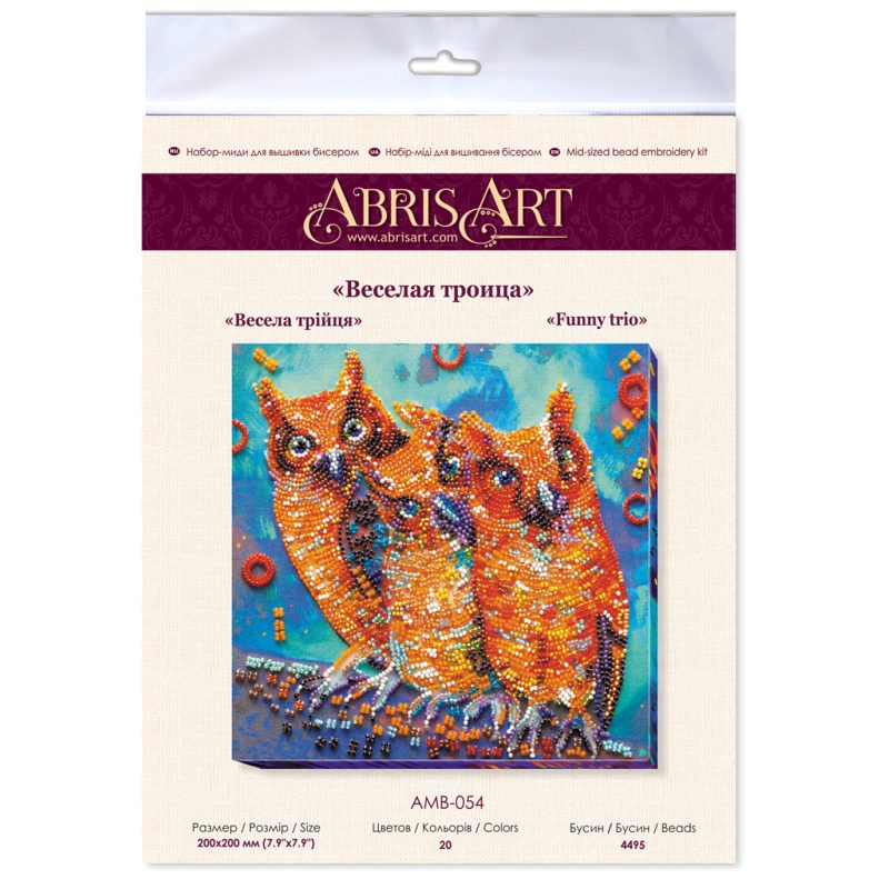 Midi Bead Embroidery Kit on Art Canvas "Funny trio"