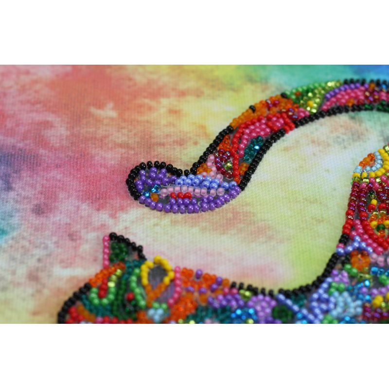 Midi Bead Embroidery Kit on Art Canvas "Playful kitten"