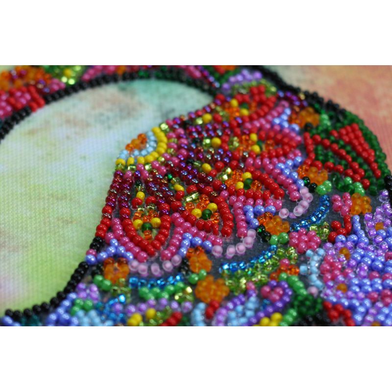 Midi Bead Embroidery Kit on Art Canvas "Playful kitten"