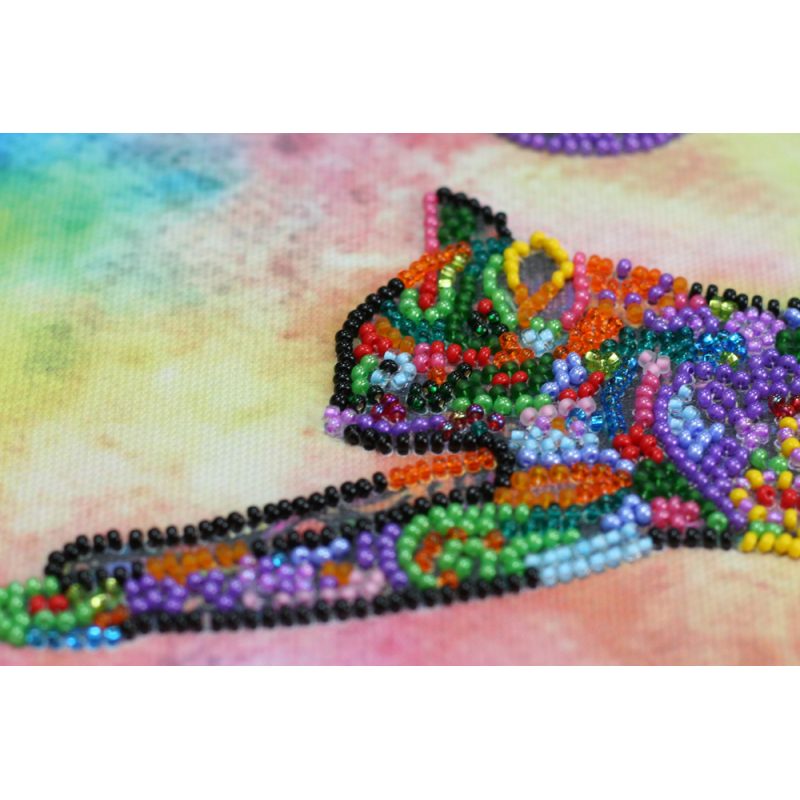 Midi Bead Embroidery Kit on Art Canvas "Playful kitten"