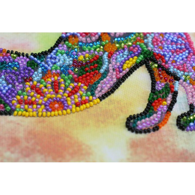 Midi Bead Embroidery Kit on Art Canvas "Playful kitten"