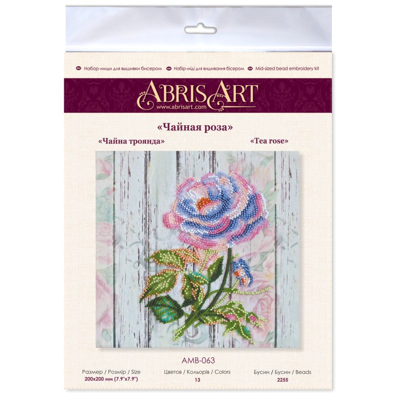 Midi Bead Embroidery Kit on Art Canvas "Сhina rose"