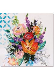 Midi Bead Embroidery Kit on Art Canvas "Blooming flowers"