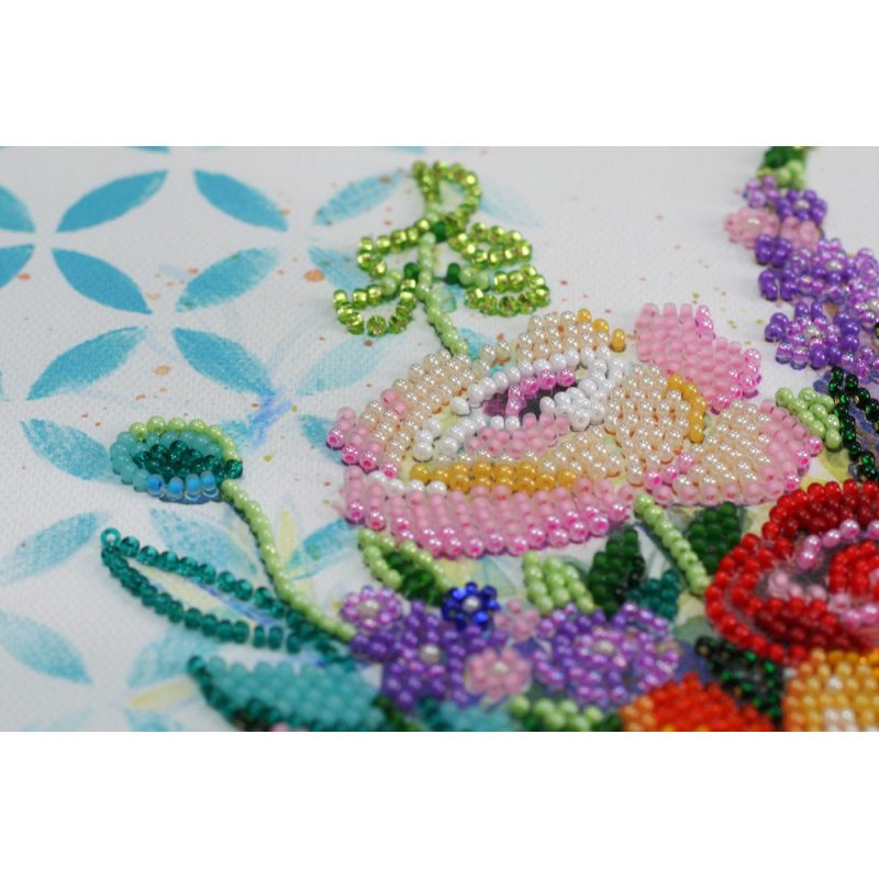 Midi Bead Embroidery Kit on Art Canvas "Blooming flowers"