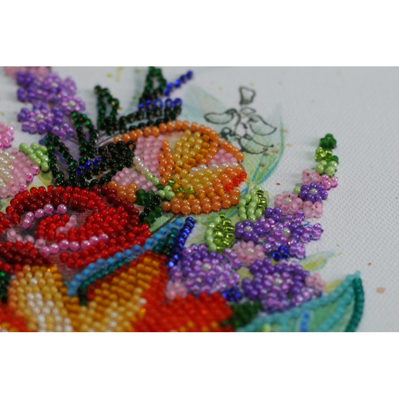 Midi Bead Embroidery Kit on Art Canvas "Blooming flowers"